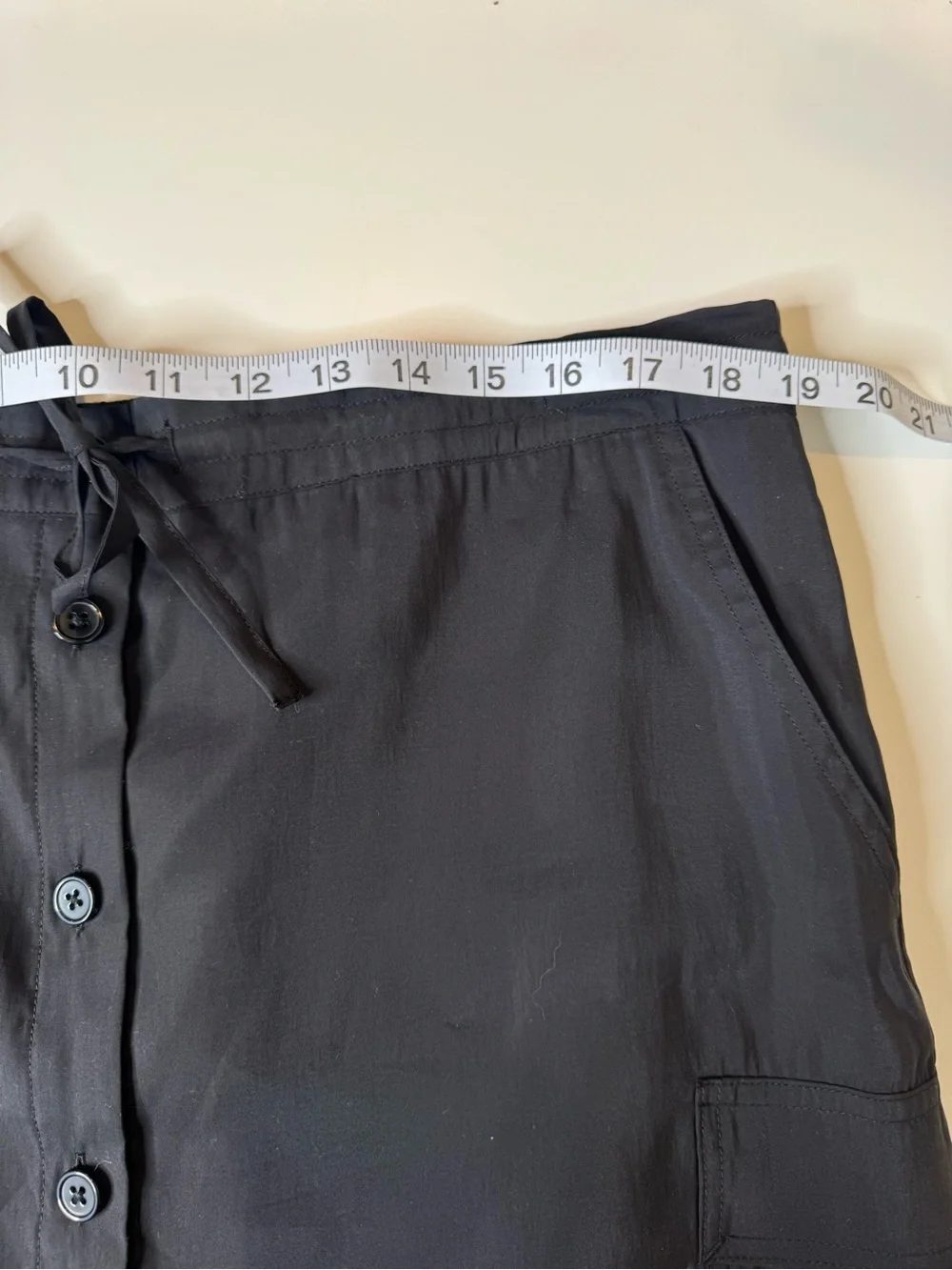 CAbi Black Skort with Tie Waist and Flap Pockets size medium
